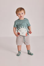 Baby Boys Green T-Shirt & Check Shorts Set