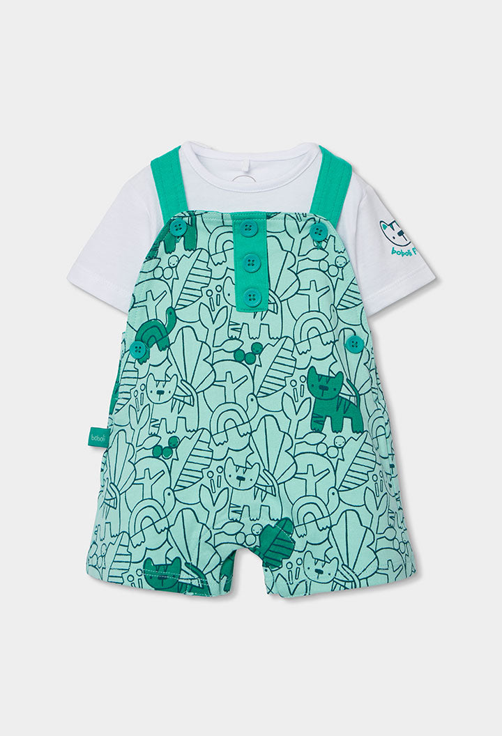 Baby Boys Green Tiger Overall Set