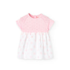 Baby girl pink knit cotton dress with polka dot skirt by Boboli