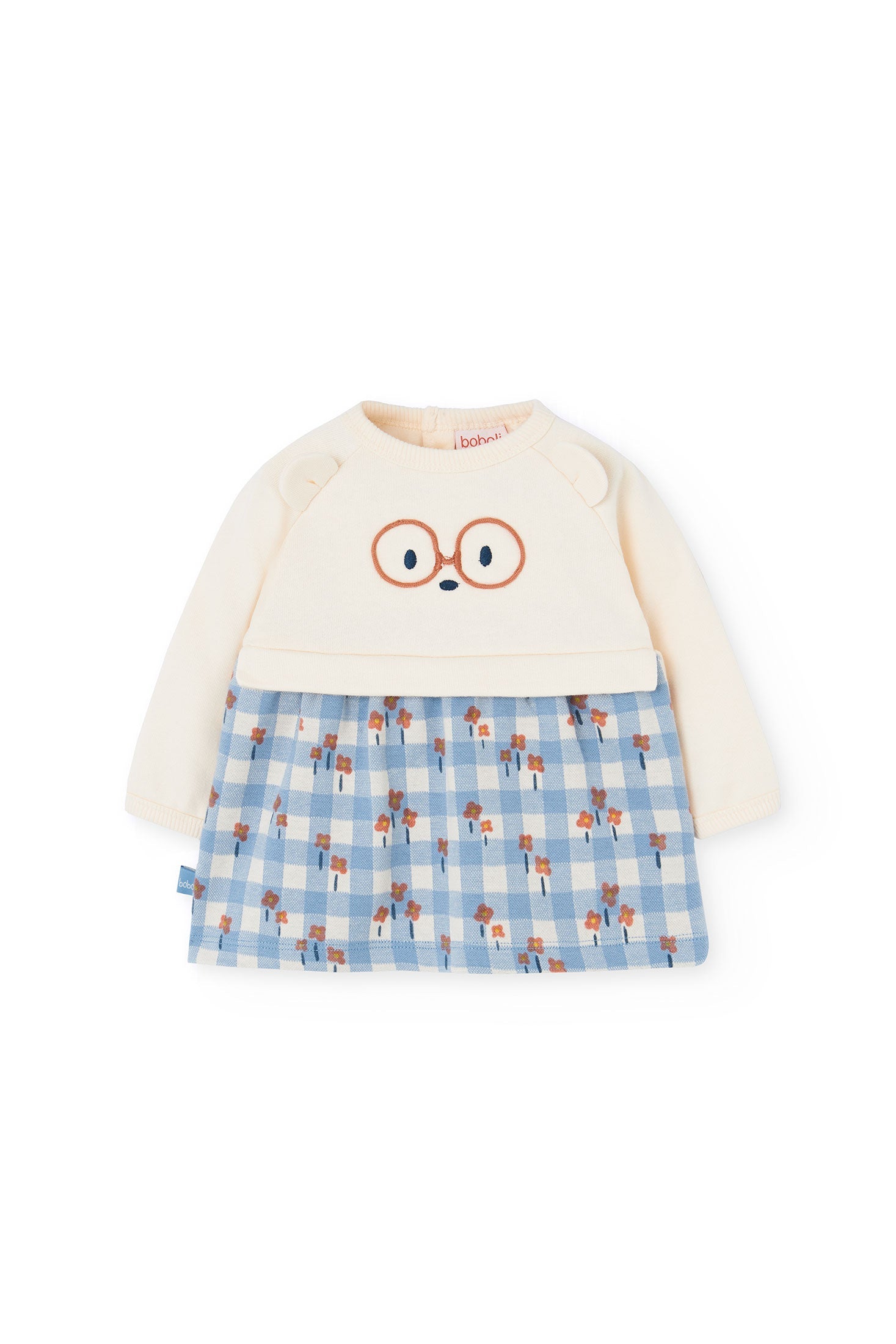 Baby Girl Fleece Dress Square Pattern Boboli