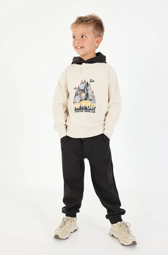 Boys Beige Mountain Hoodie & Jogger Set