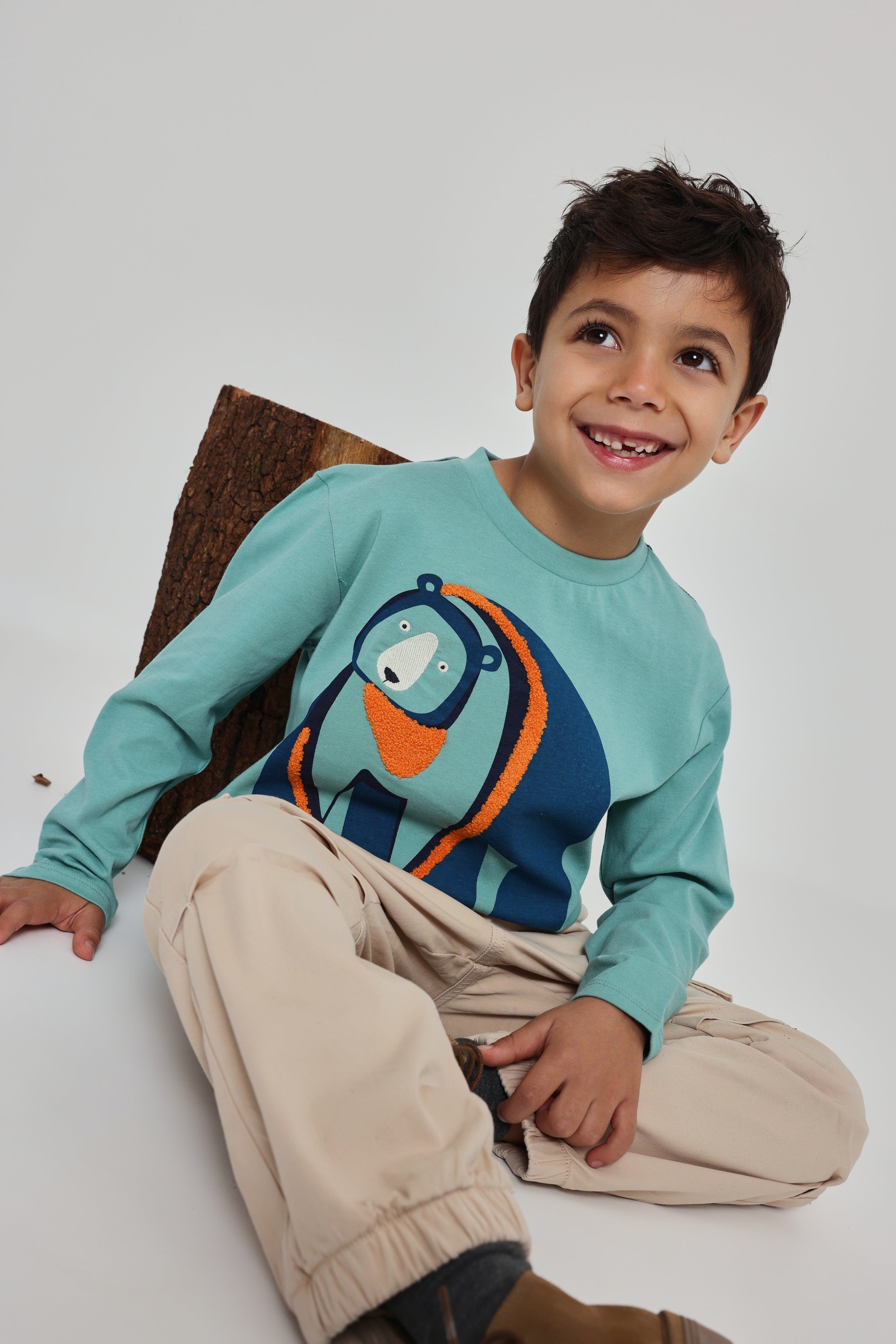 Boys Blue-Green Bear T-Shirt