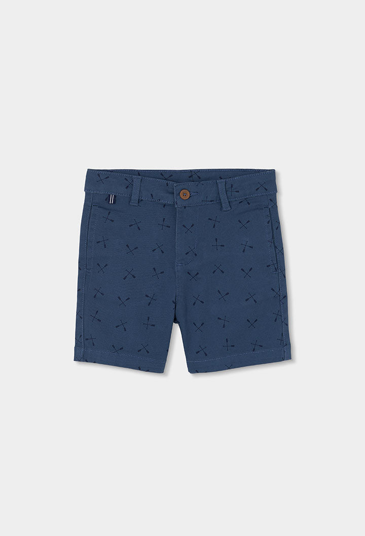 Boys Blue Cotton Shorts with Nautical Print
