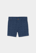 Boys Blue Cotton Shorts with Nautical Print
