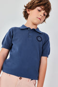 Boys Blue Soft Knit Cotton Polo