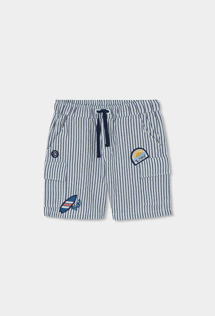 Boys Blue Striped Cotton Shorts with Nautical Details
