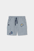 Boys Blue Striped Cotton Shorts with Nautical Details
