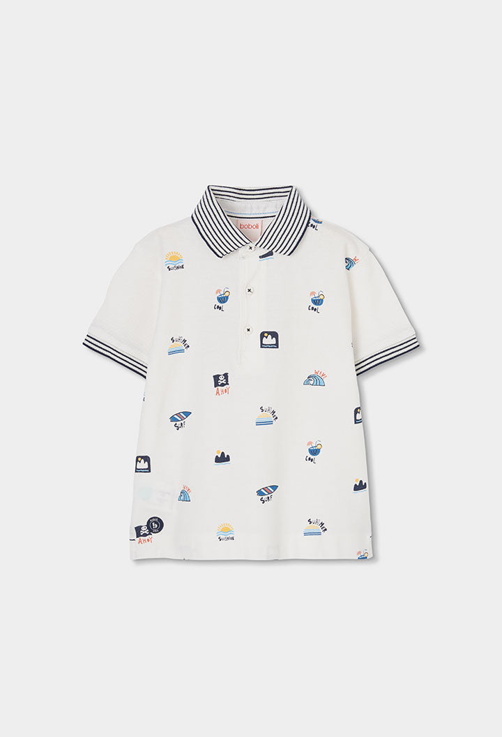 Boy Cotton Polo and Striped Shorts Set