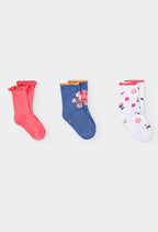 Girls 3-Pack Cotton Socks with Colorful Prints