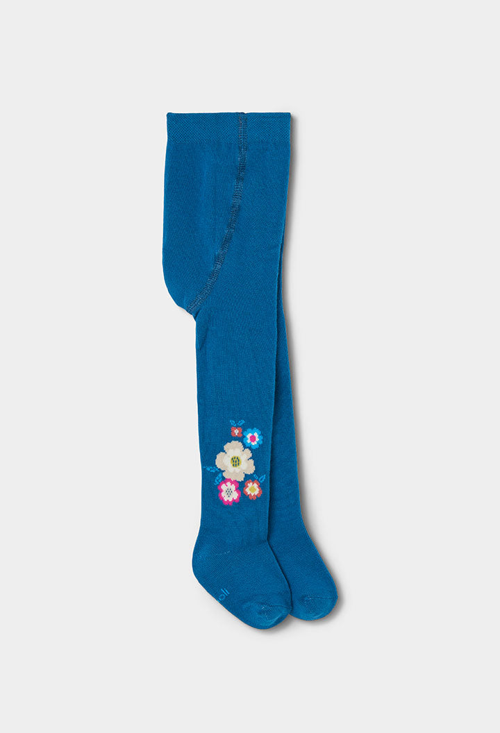 Girls Blue Floral Tights