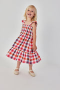 Girls Cotton Check Ruffle Dress