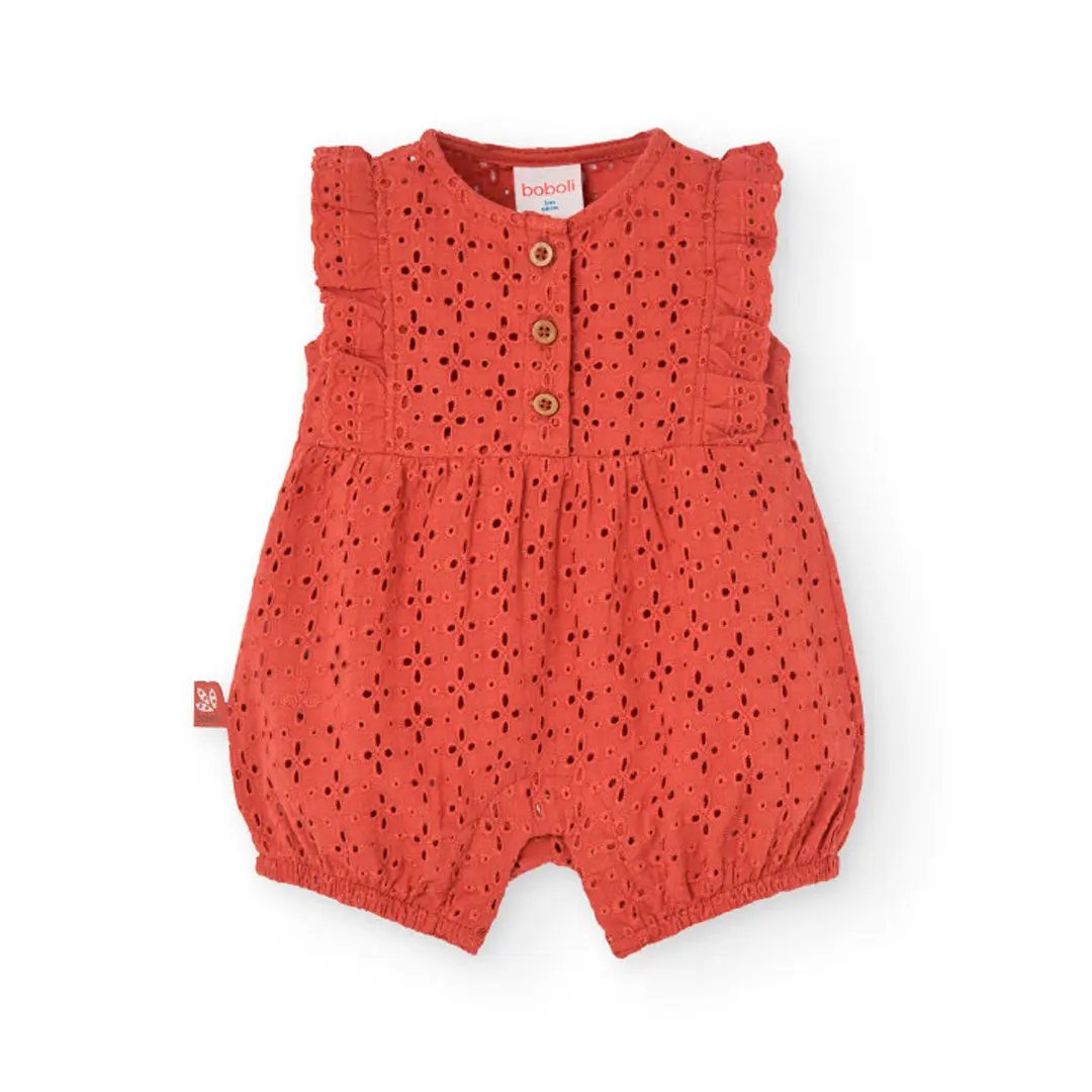 Orange embroidered romper My Store