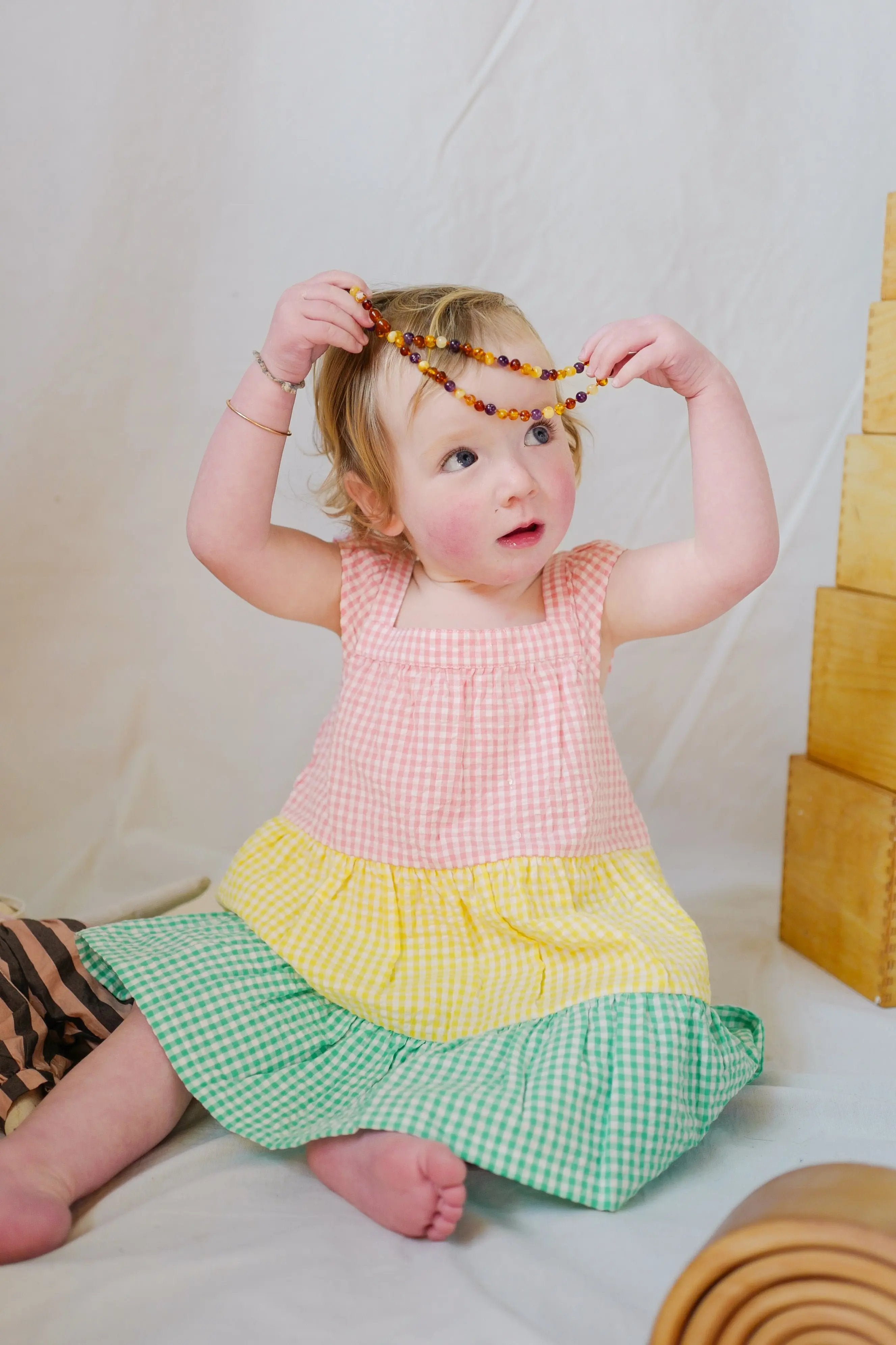 Poplin dress with a multi-colored checkered design My Store