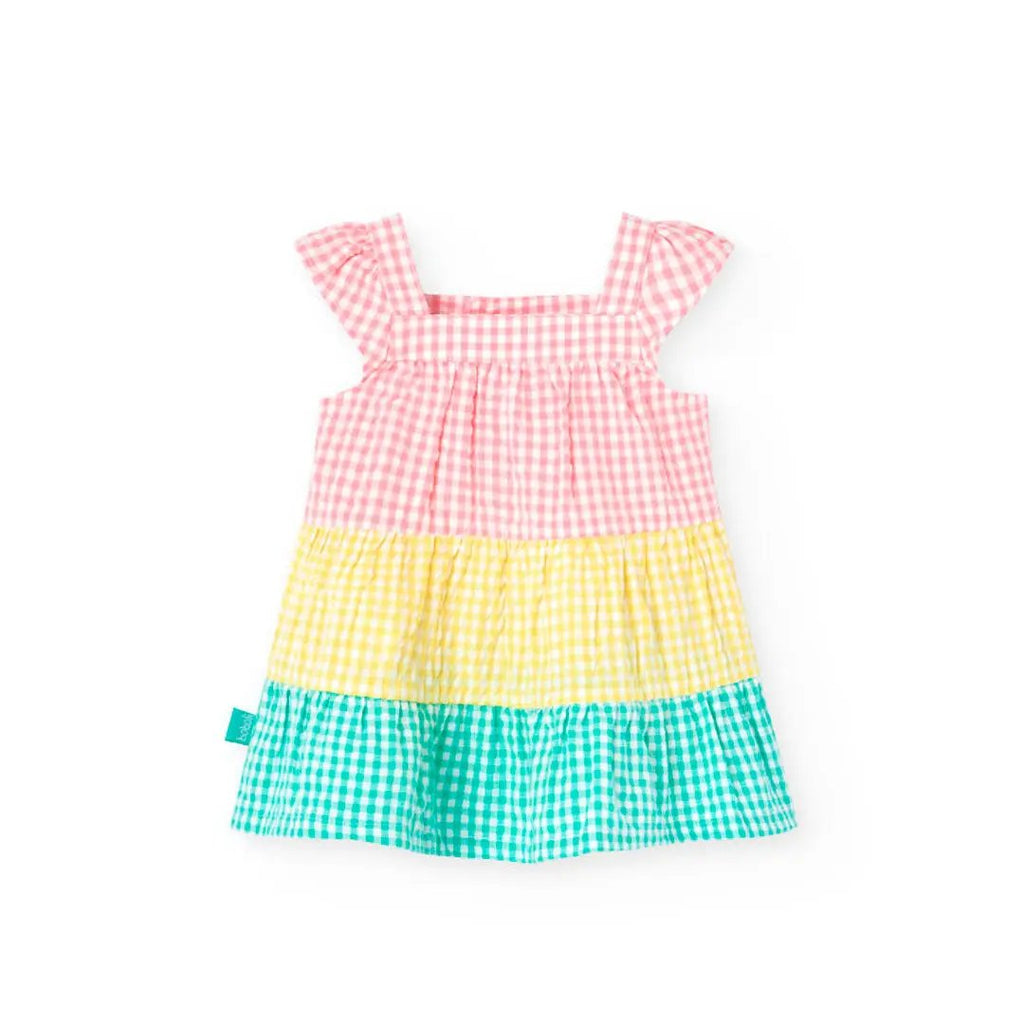 Poplin dress with a multi-colored checkered design My Store