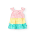 Poplin dress with a multi-colored checkered design My Store