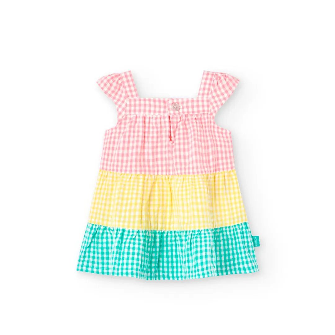 Poplin dress with a multi-colored checkered design My Store