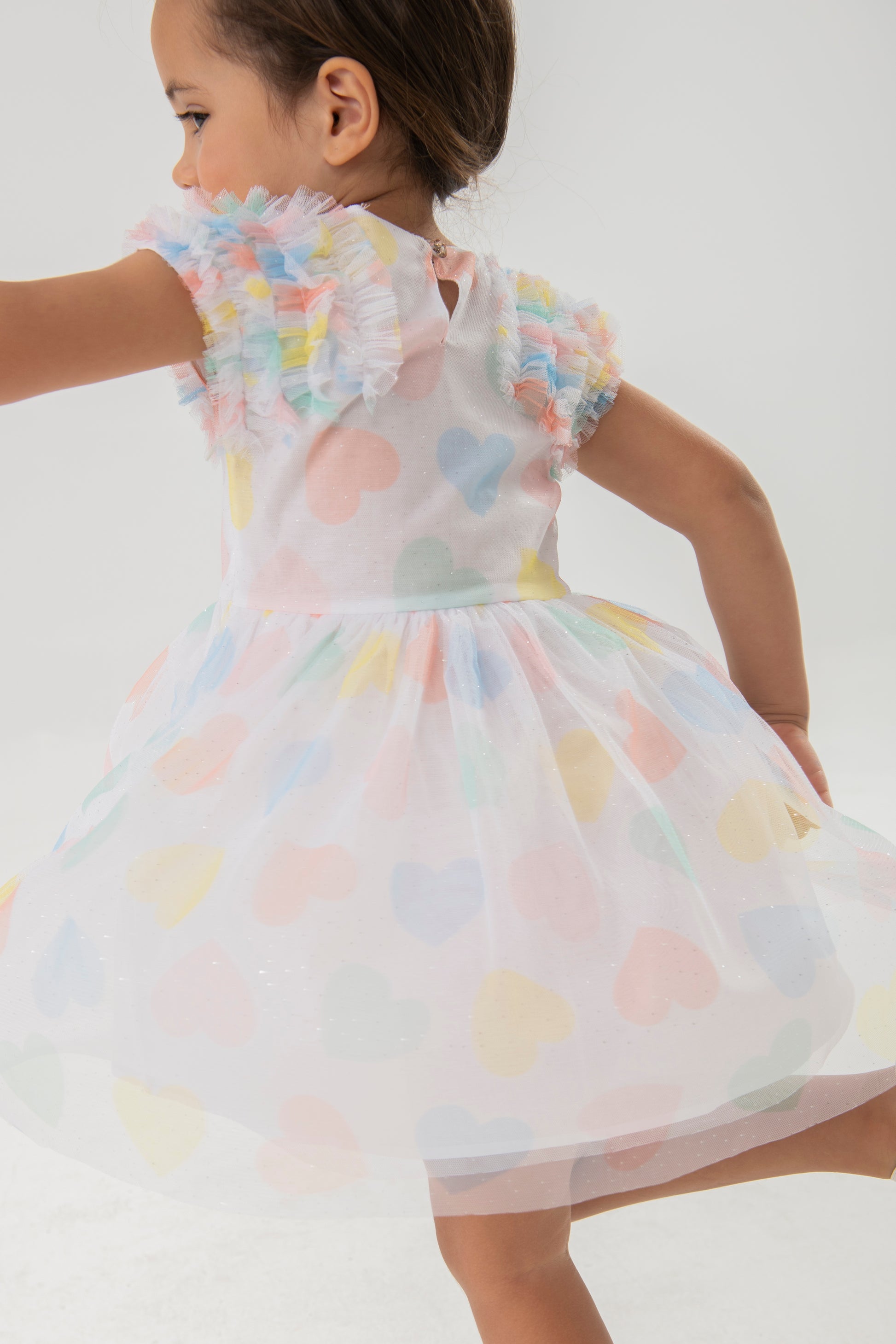 Tulle dress with heart print