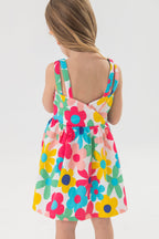 Satin dress with multi-colored floral print My Store
