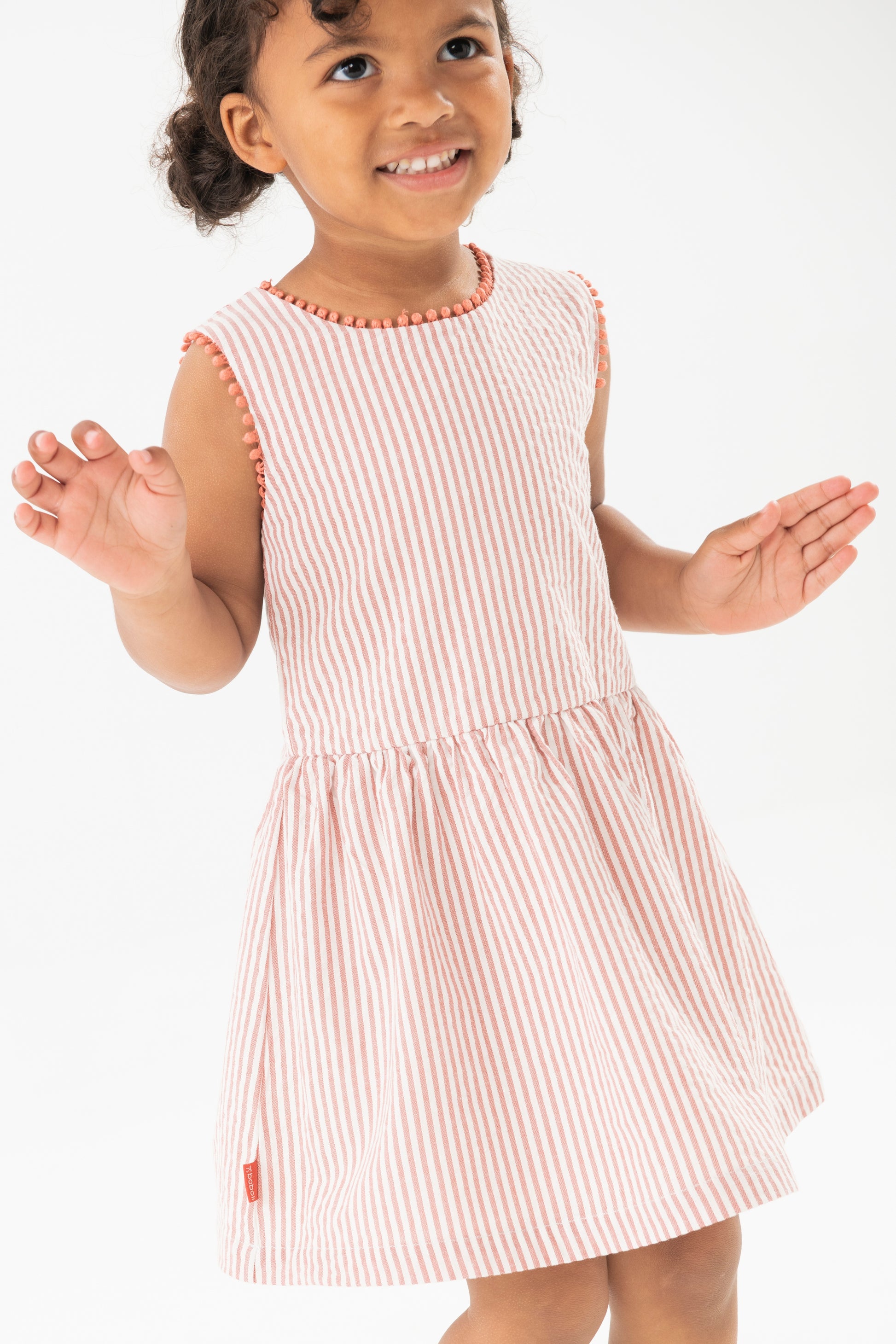 Poplin dress in red and white stripes